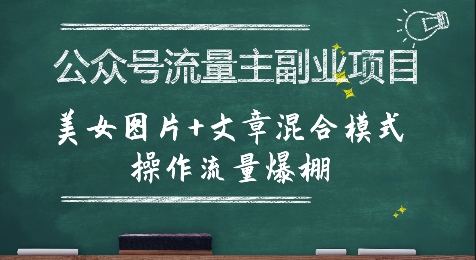 公众号流量主副业项目，美女图片+文章混合模式操作流量爆棚-占领资源网