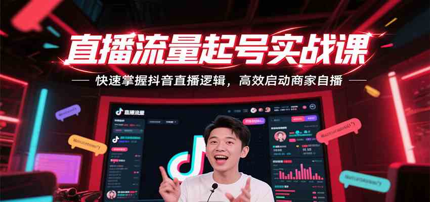 直播流量起号实战课，快速掌握抖音直播逻辑，高效启动商家自播-占领资源网