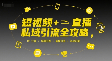 短视频+直播私域引流全攻略，IP打造 +视频引流 +直播引流 +私域沉淀-占领资源网