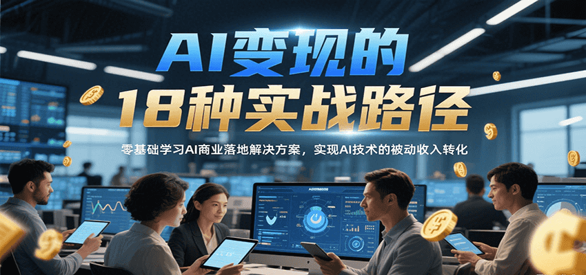 AI变现的18种实战路径，零基础学习AI商业落地解决方案，实现AI技术的被动收入转化-占领资源网