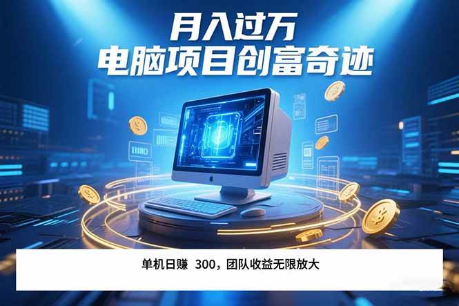 （15405期）最新电脑项目单机每天收益300+  带有团队管道收益 可无限放大 月入过万…-占领资源网