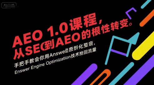 AEO 1.0 课程，从SEO到AE0的基命性转变，手把手教会你用AnswerEngineOptimization技术抢回流量-占领资源网