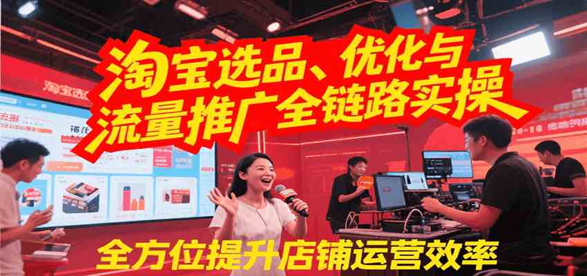 淘宝选品、优化与流量推广全链路实操，全面提升店铺运营效率-占领资源网