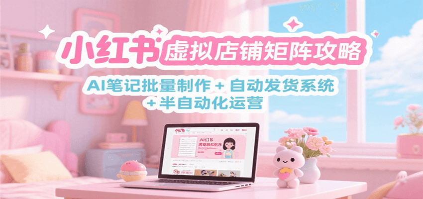小红书虚拟店铺矩阵攻略：AI笔记批量制作 + 自动发货系统 + 半自动化运营-占领资源网