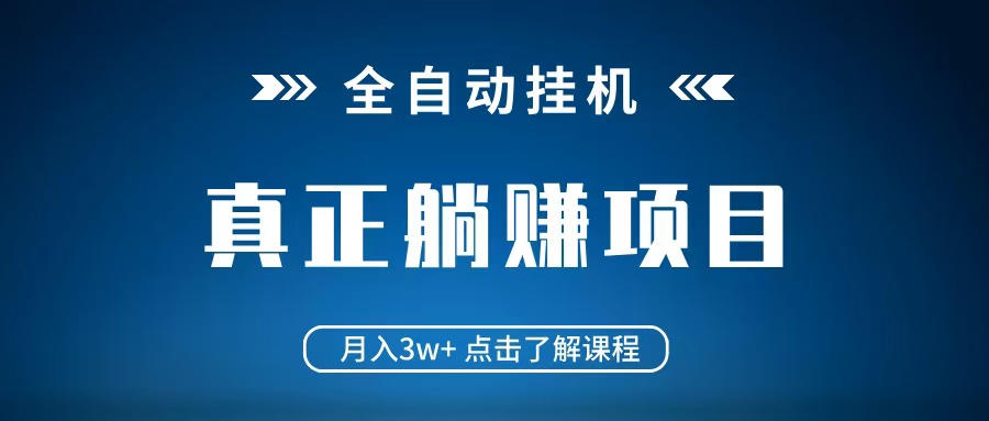 全自动挂机项目 月入3w+ 真正躺平项目 不吃电脑配置 当天见收益-占领资源网