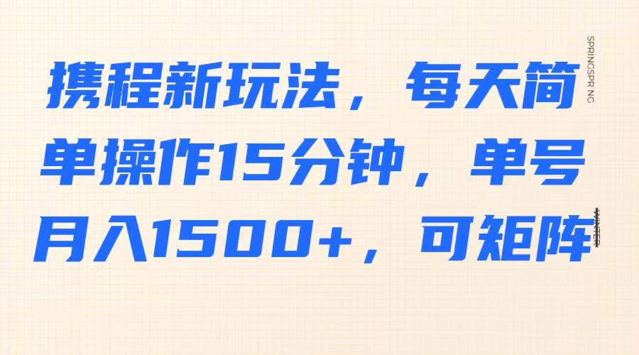 携程新玩法，每天简单操作15分钟，单号月入1500+，可矩阵-占领资源网
