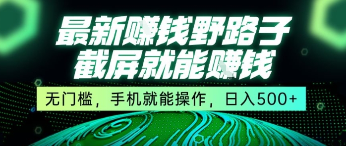 最新野路子截屏就能挣钱，无门槛，手机就能操作，日入5张【揭秘】-占领资源网