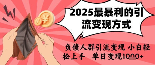 2025年最暴利的引流变现方式，负债人群引流变现，小白轻松上手，日入1k-占领资源网