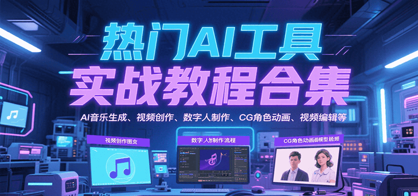 热门AI工具实战教程合集，AI音乐生成、视频创作、数字人制作、CG角色动画、视频编辑等-占领资源网