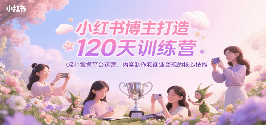小红书博主打造120天训练营，0到1掌握平台运营、内容制作和商业变现-占领资源网