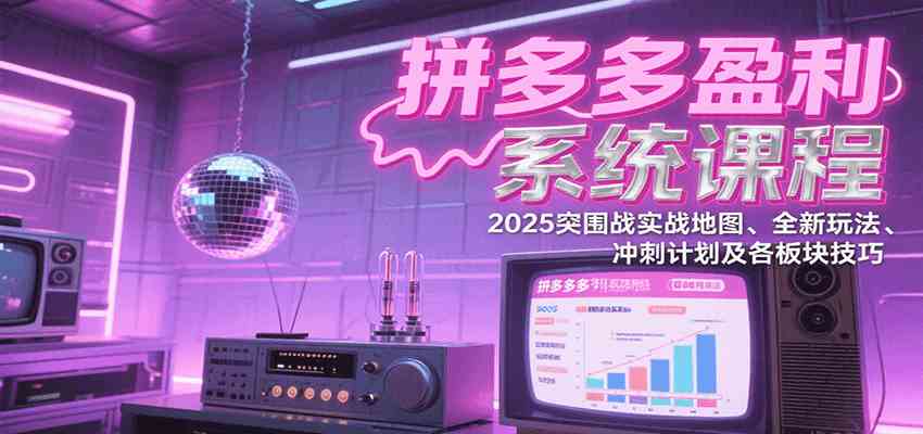 拼多多盈利系统课程：2025突围战实战地图、全新玩法、冲刺计划及各板块技巧-占领资源网