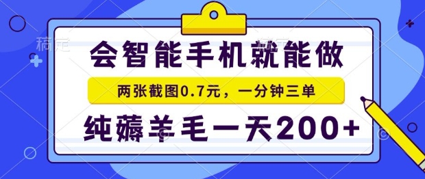 2025年零撸手机项目，二十秒一单，纯薅羊毛，一天200+做就有【揭秘】-占领资源网