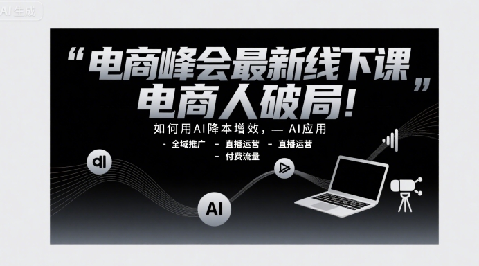 电商峰会最新线下课，电商人破局，如何用AI降本增效，AI应用-全域推广-直播运营-付费流量-占领资源网