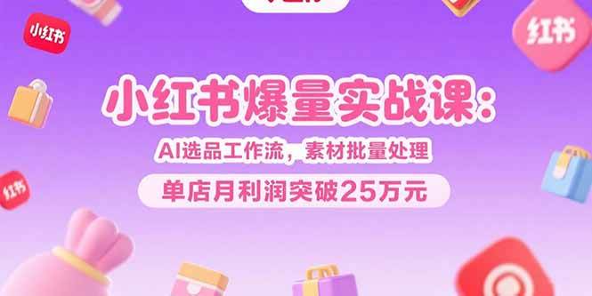 （15462期）小红书爆量实战课：AI选品工作流，素材批量处理，单店月利润突破25万元-占领资源网
