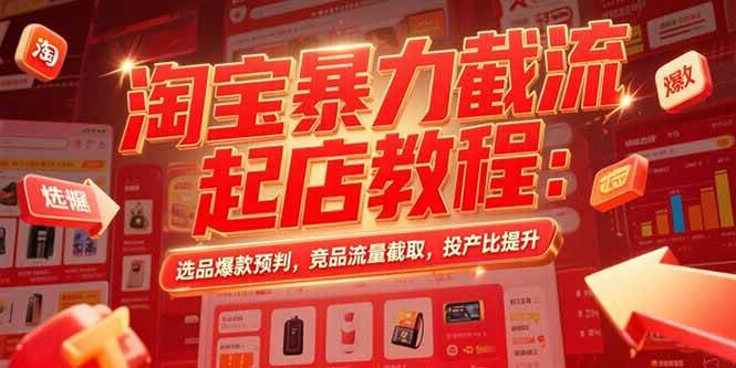 （15468期）淘宝暴力截流起店教程：选品爆款预判，竞品流量截取，投产比提升-占领资源网