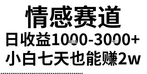 2025最新风口情感无脑暴力掘金项目，新人操作一周挣了2W，长期稳定小白可做【揭秘】-占领资源网