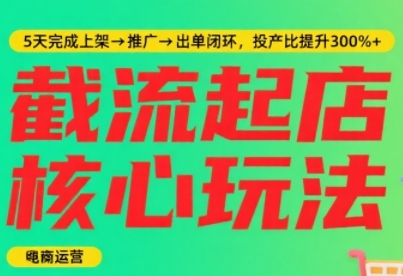 淘宝截流快速起店玩法，掌握暴力快速起店的流程，5天完成上架-推广-出单闭环-占领资源网