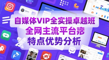 自媒体VIP全实操卓越班，全网主流平台特点优势分析-占领资源网
