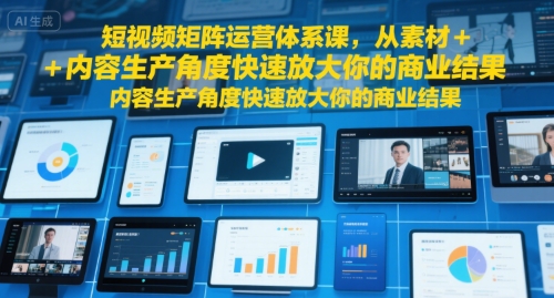 短视频矩阵运营体系课，从素材+内容生产角度快速放大你的商业结果-占领资源网