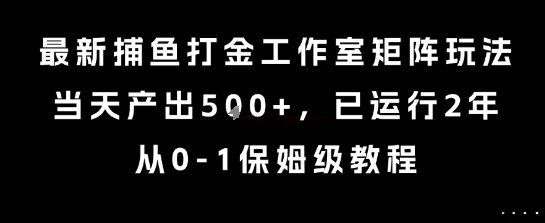 最新捕鱼打金工作室矩阵玩法，当天产出5张+，已运行2年，从0-1保姆级教程【揭秘】-占领资源网