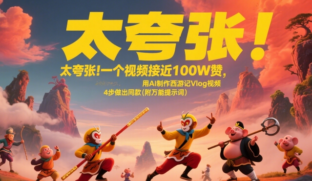 太夸张！一个视频接近100W赞，用AI制作西游记Vlog视频，全流程拆解来了(附万能提示词)-占领资源网