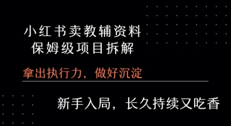 小红书卖小学教辅资料  保姆级项目拆解  1次课程彻底讲清楚!-占领资源网