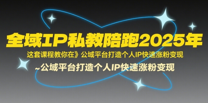 全域IP私教陪跑2025年，这套课程教你在​公域平台打造个人IP快速涨粉变现-占领资源网