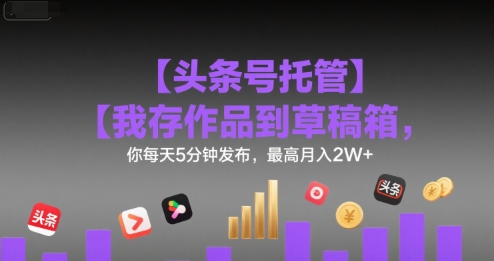 【头条号托管 】我存作品到草稿箱，你每天5分钟发布，最高月入2W+【揭秘】-占领资源网