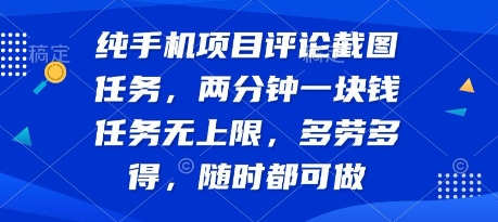 纯手机项目评论截图任务，两分钟一块钱 任务无上限多劳多得，随时随地都能做【揭秘】-占领资源网