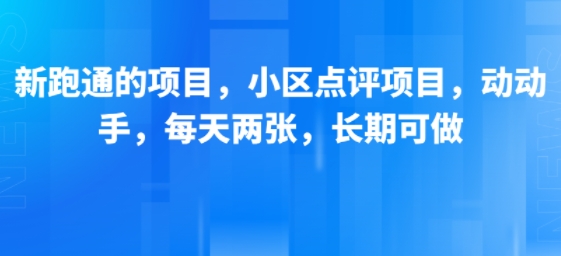 新跑通的项目，小区点评项目，动动手，每天两张，长期可做-占领资源网
