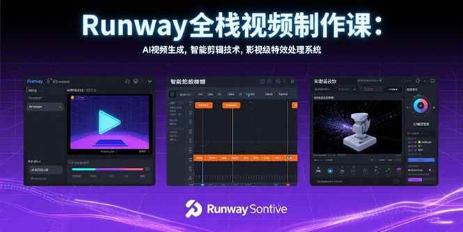 （15515期）Runway全栈视频制作课：AI视频生成，智能剪辑技术，影视级特效处理系统-占领资源网