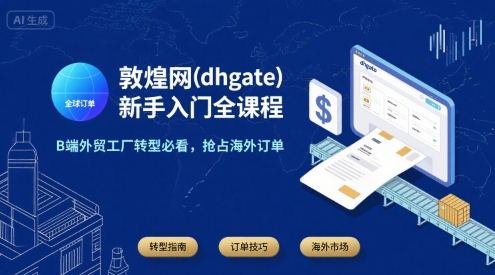 敦煌网(dhgate)新手入门全课程，B端外贸工厂转型必看，抢占海外订单-占领资源网