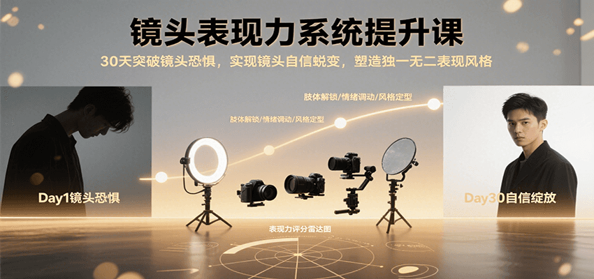 镜头表现力系统提升课，30天突破镜头恐惧实现自信蜕变，塑造独一无二表现风格-占领资源网