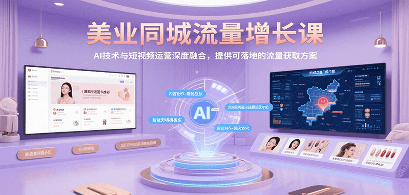 美业同城流量增长课，AI技术与短视频运营深度融合，提供可落地的流量获取方案-占领资源网
