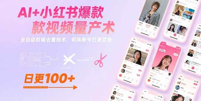 （15542期）AI+小红书爆款视频量产术：全自动剪辑去重技术，矩阵账号日更百条-占领资源网
