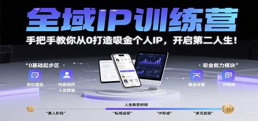 全域IP训练营，手把手教你从0打造吸金个人IP，开启第二人生！-占领资源网