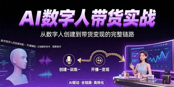 （15548期）AI数字人+带货实战：从数字人创建到带货变现的完整链路-占领资源网