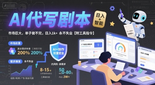 AI代写剧本，市场巨大，单子做不完，日入1k+ 永不失业【附工具指令】-占领资源网