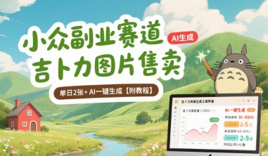 小众副业赛道 吉卜力图片售卖 单日2张+ AI一键生成【附教程】-占领资源网