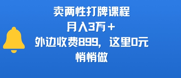 卖两性打牌课程，月入3W+外边收费899的课程，这里0元，悄悄做-占领资源网