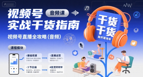 视频号实战干货指南，视频号直播全攻略（音频）-占领资源网