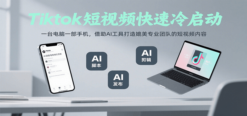Tiktok短视频快速冷启动，一台电脑一部手机，借助AI工具打造媲美专业团队的短视频内容-占领资源网