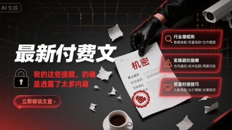 最新付费文：我的这些提醒，的确是透露了太多内幕-占领资源网