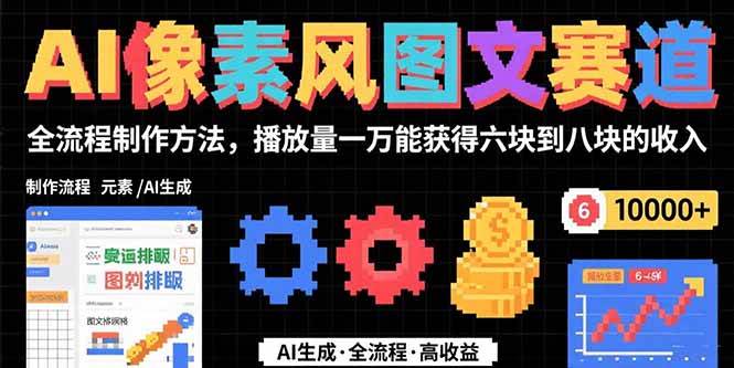 （15572期）AI像素风图文赛道：全流程制作方法，播放量一万能获得6块到8块的收入-占领资源网