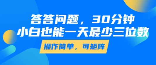 答答问题，30分钟，小白也能一天最少也有三位数，操作简单-占领资源网