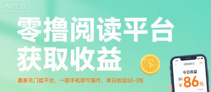 零撸阅读平台获取收益，最新无门槛平台，一部手机即可操作，单日收益50-3张【揭秘】-占领资源网